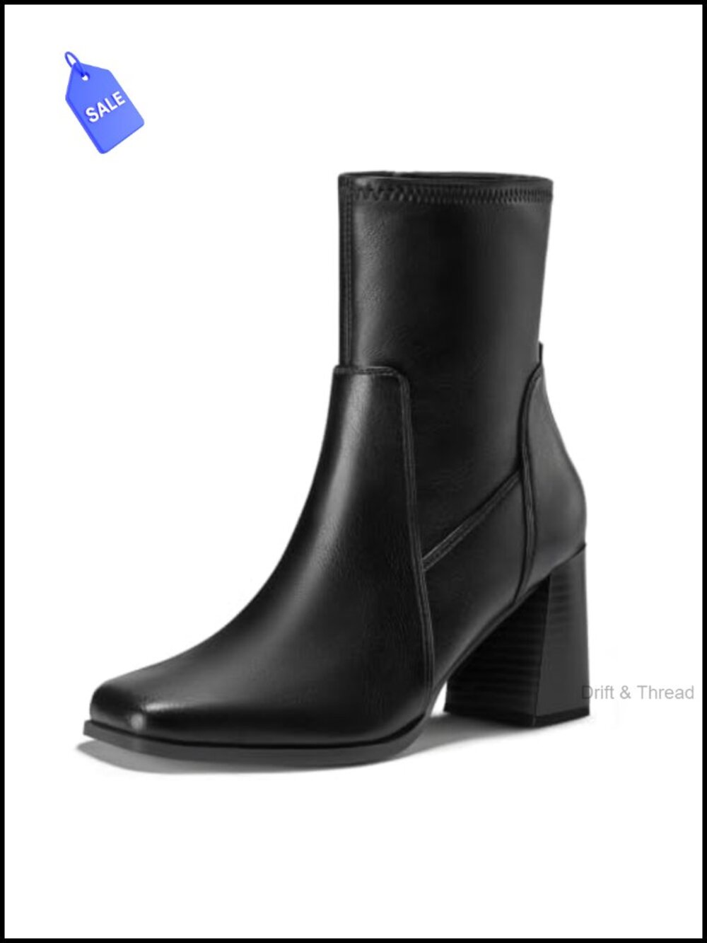 Women's Ankle Booties Chunky Block Heel Square Toe Faux Leather Boots